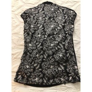 3D black blouse semi turtle neck
